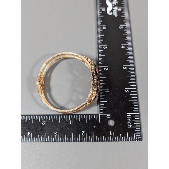 Vintage Sarah Coventry Austrian Lites Bracelet Purple Green Rhinestone Clamper 6 - Picture 10 of 10